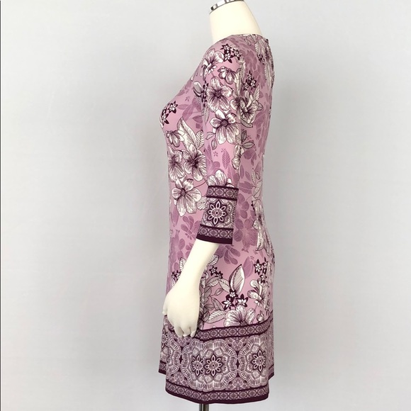 WHBM 3/4 Sleeve Floral Print Knit Shift Dress XXS - Picture 9 of 11